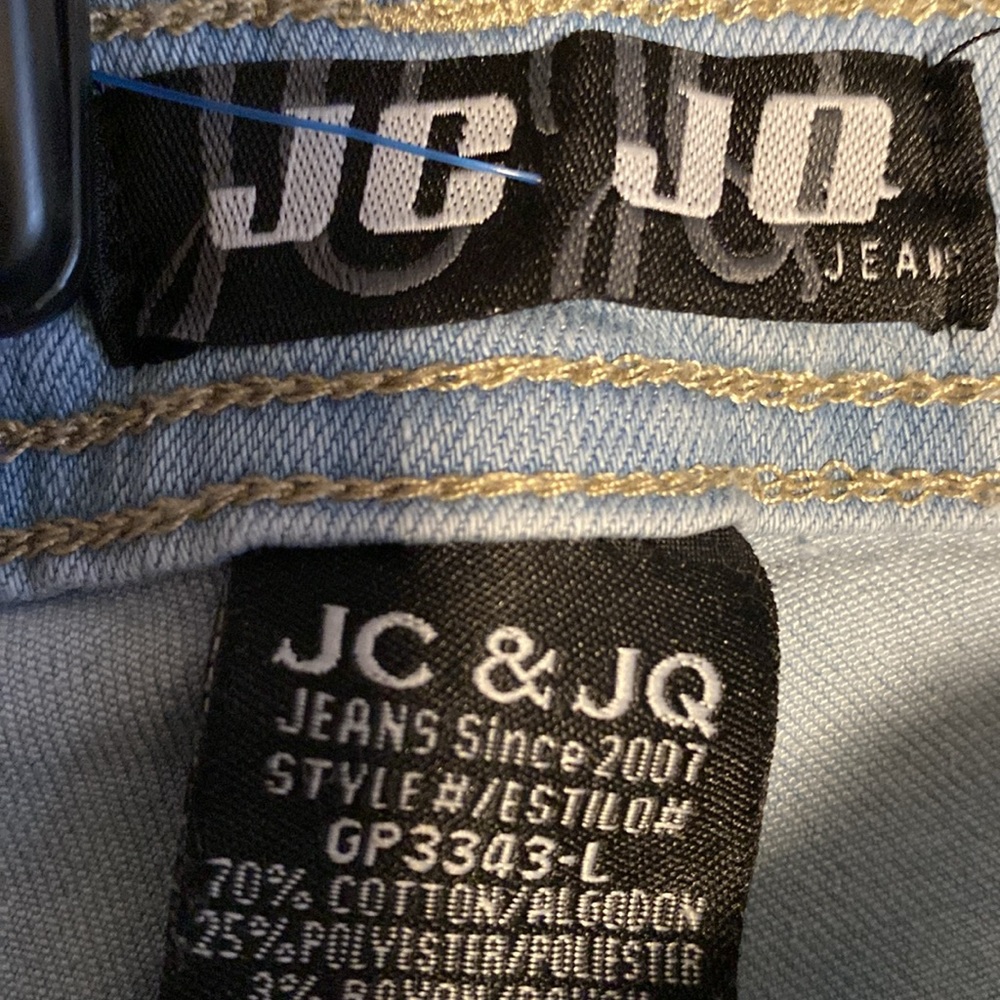 JC JQ Light Blue High Waist Stretchy Flared Bottom Denim Destroyed Jeans NEW - Picture 12 of 15
